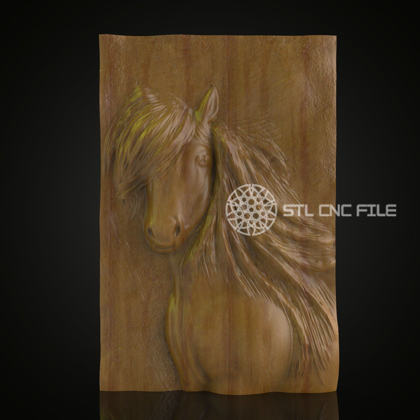 Graceful Horse Portrait - STL Model for CNC Router, Engraver File, ArtcamAspire, Equine Wood Carving, Wall Art, CNC Woodcraft