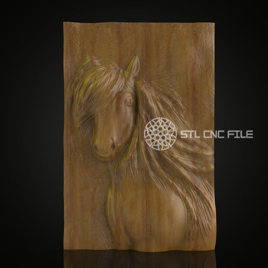 Graceful Horse Portrait - STL Model for CNC Router, Engraver File, ArtcamAspire, Equine Wood Carving, Wall Art, CNC Woodcraft