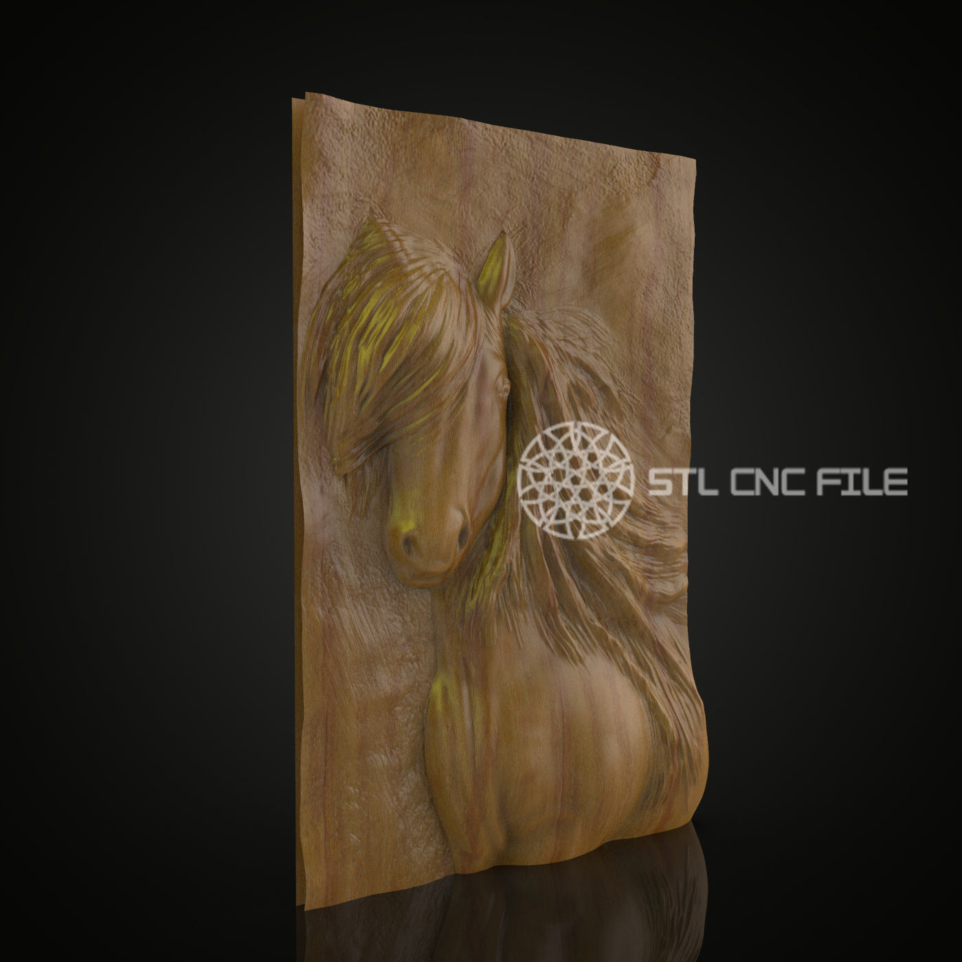 Graceful Horse Portrait - STL Model for CNC Router, Engraver File, ArtcamAspire, Equine Wood Carving, Wall Art, CNC Woodcraft