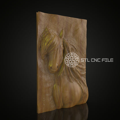 Graceful Horse Portrait - STL Model for CNC Router, Engraver File, ArtcamAspire, Equine Wood Carving, Wall Art, CNC Woodcraft