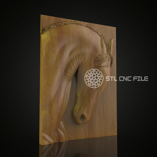 Elegant Horse Head - STL File for CNC Routing, Wood Carving, ArtcamAspire, Equine Wall Art, Woodcraft CNC, Decorative Panel