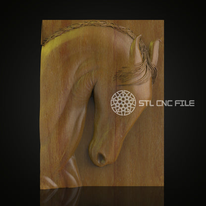 Elegant Horse Head - STL File for CNC Routing, Wood Carving, ArtcamAspire, Equine Wall Art, Woodcraft CNC, Decorative Panel