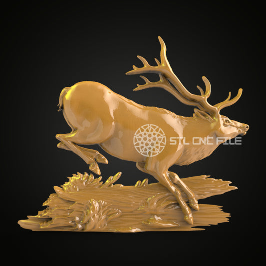 Dynamic Elk STL Model for CNC Engraving - Artcam & Aspire Compatible Wood Art, Perfect for Wall Decor