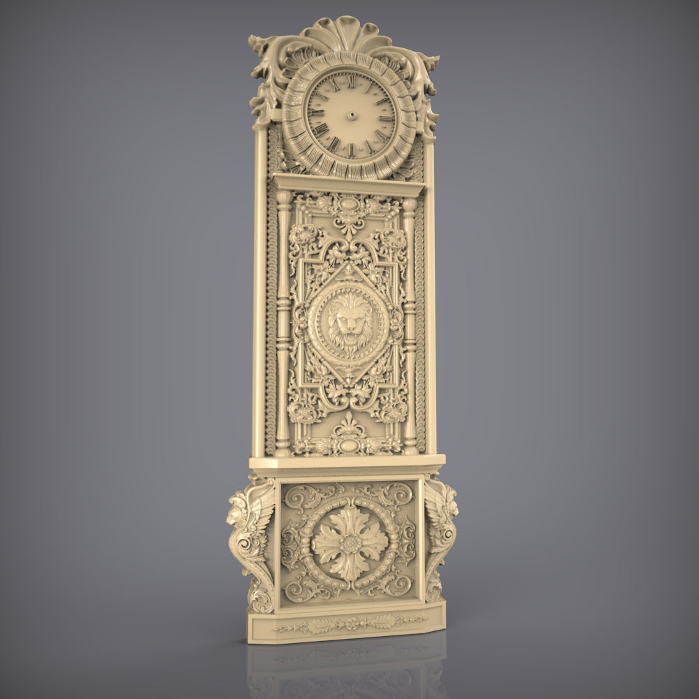 Vintage Grandfather Clock CNC Model, ArtcamAspire STL, Elegant Wall Decor