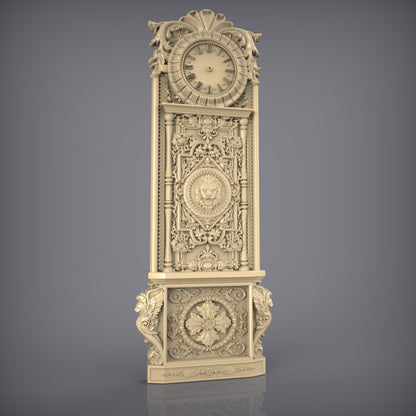 Vintage Grandfather Clock CNC Model, ArtcamAspire STL, Elegant Wall Decor