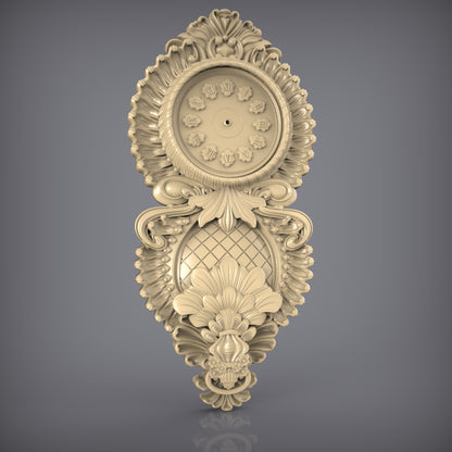 Elegant Oval Clock STL, Baroque CNC Model, Luxurious Wall Decor