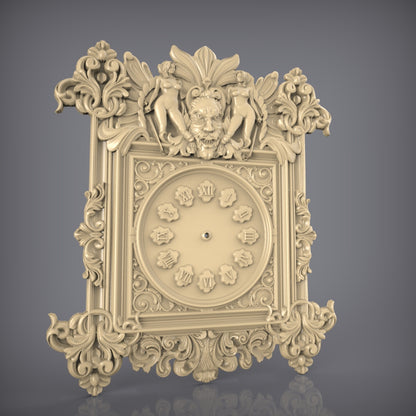 Gothic Lion 3D STL Clock Model - Intricate CNC Carving File, Wood Wall Art, Artcam & Aspire, Grand Home Decor, CNC Router Project