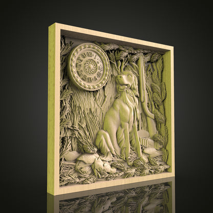Hunting Dog and Forest Scene Wall Art STL, CNC Router Engraving File Compatible with Artcam, Aspire, Woodworking Digital Design