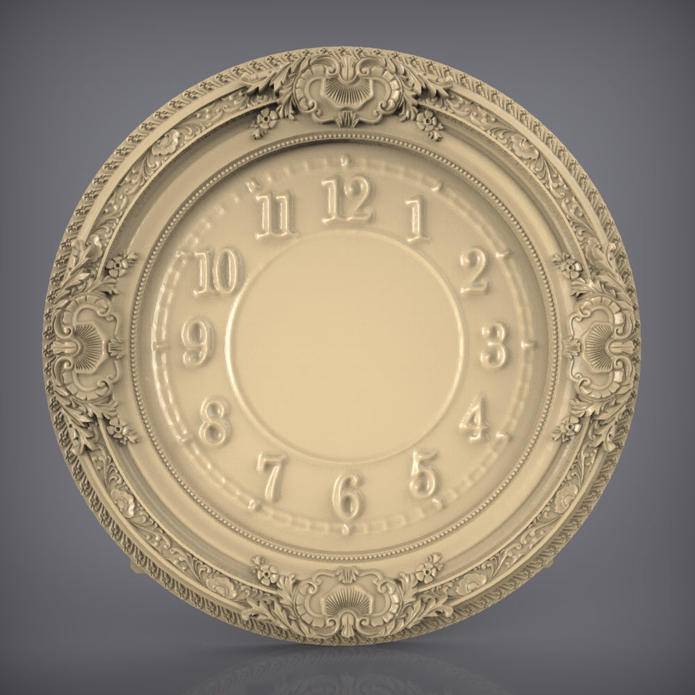 Ornate Victorian Clock STL Model - CNC Engraving Files for Classic Watch, Detailed Wall Decor Artcam Aspire
