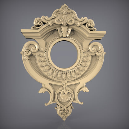 Ornate Baroque Clock Frame STL Model - CNC Engraving Files for Luxury Watch, Artcam Aspire Compatible