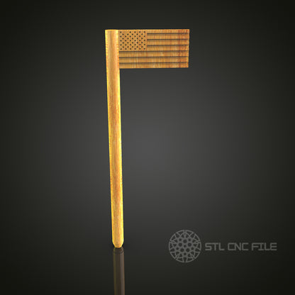 American Flag on Pole STL Model for CNC Router Engraver, Wall Decor Artcam Aspire CNC Files
