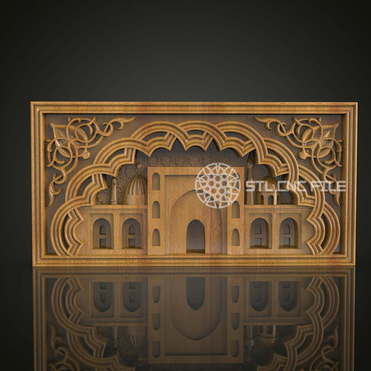 Architectural Mosque Design STL for CNC, Islamic Art Wood Carving File, Artcam Aspire Detailed Engraving, Decorative Wall Panel, Eastern Heritage Decor CNC