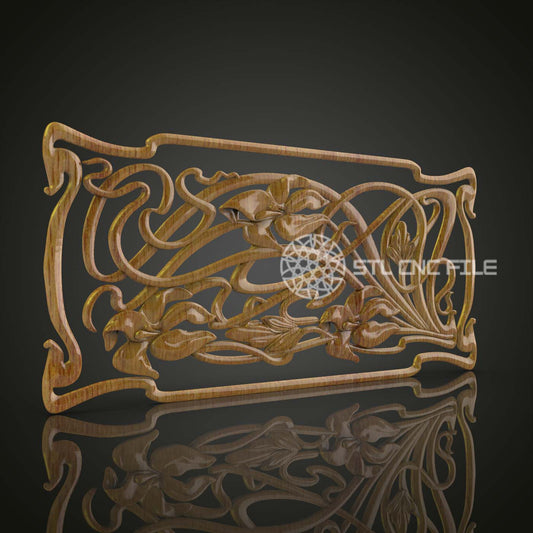 Art Nouveau Floral Relief STL - Elegant CNC Carving File