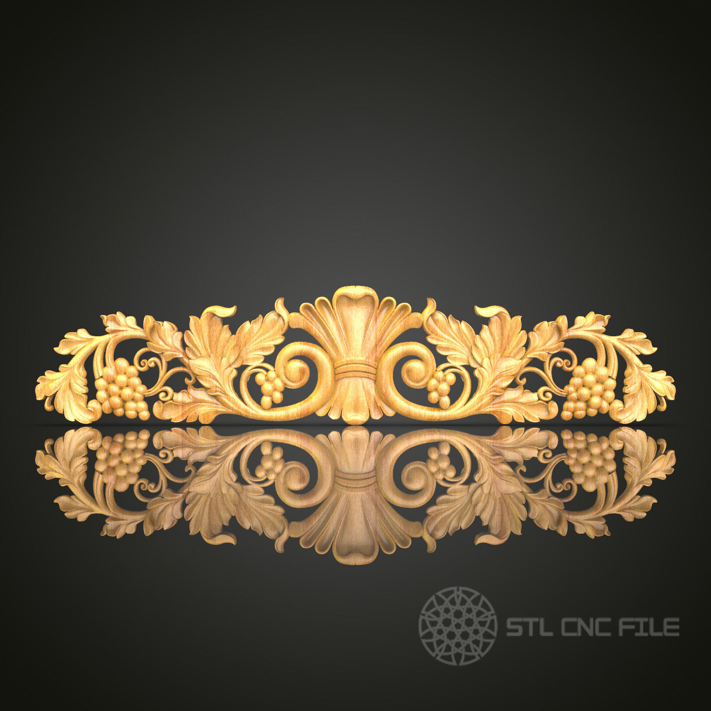 Classic Vine and Grape Wood Carving Design - STL Model for CNC Router, Artcam, Aspire Files