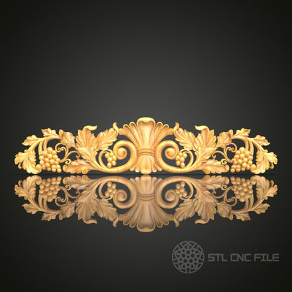 Classic Vine and Grape Wood Carving Design - STL Model for CNC Router, Artcam, Aspire Files