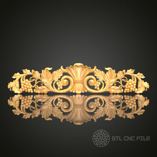 Classic Vine and Grape Wood Carving Design - STL Model for CNC Router, Artcam, Aspire Files