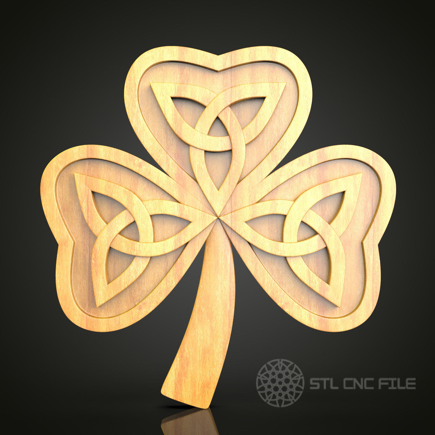 Shamrock Celtic Knot Decor - CNC Router STL Model, Compatible with Artcam & Aspire