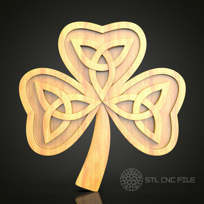 Shamrock Celtic Knot Decor - CNC Router STL Model, Compatible with Artcam & Aspire