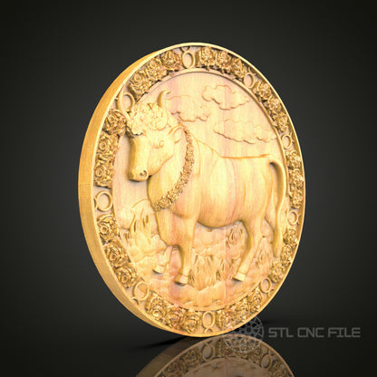 Taurus Zodiac Wood Carving - CNC Engraved Bull Wall Art, Astrological Decor, Elegant Home Decor