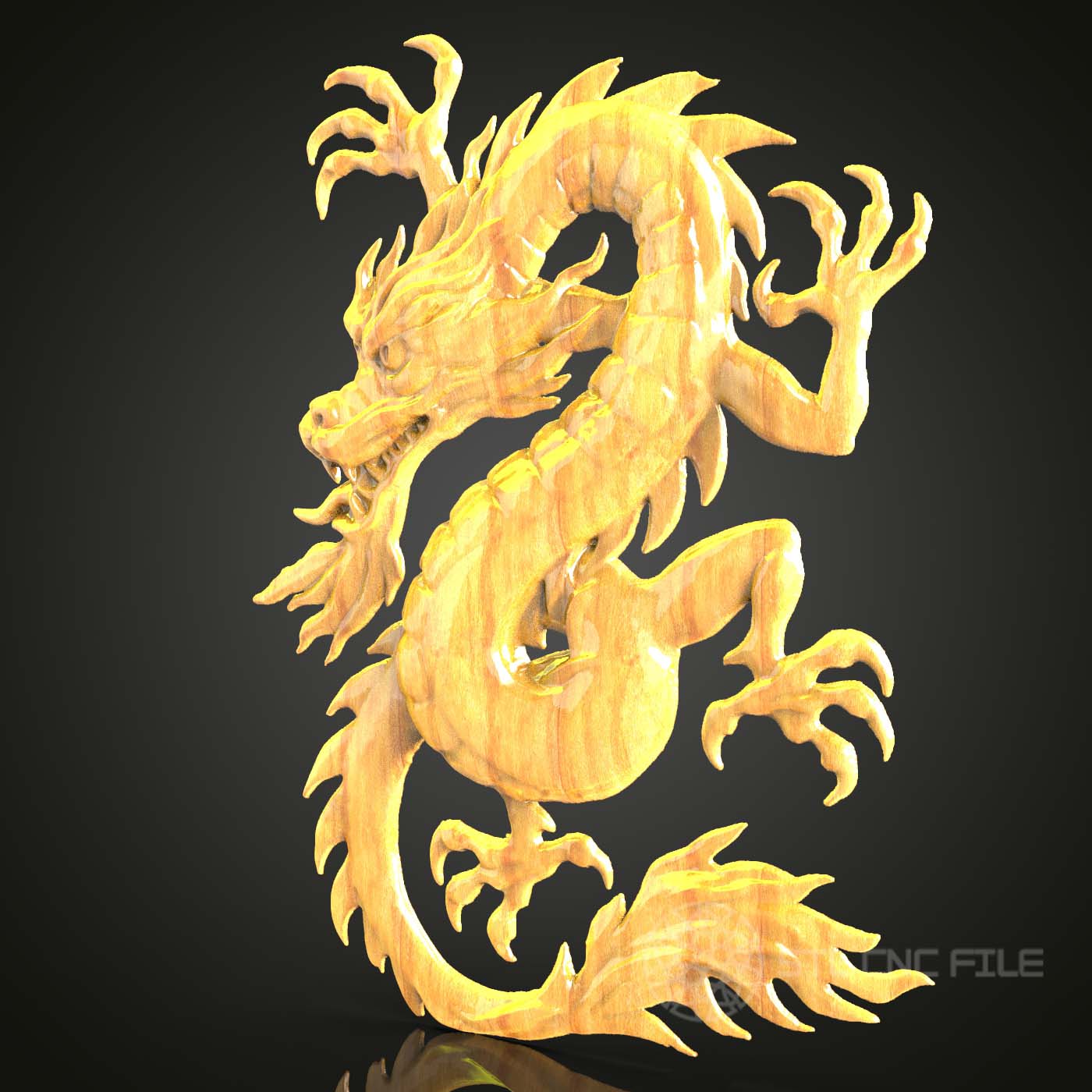 Fierce Oriental Dragon STL Model for CNC, Artcam Aspire Engraving, Mythical Wall Art