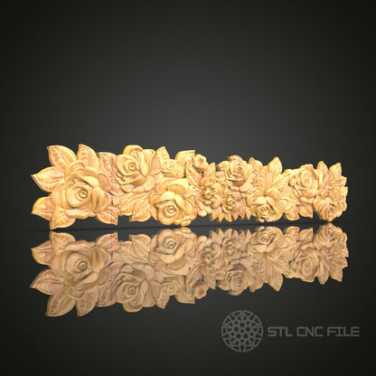 Rose Garland STL Model for CNC Routers – Delicate Floral Trim for Home Decor