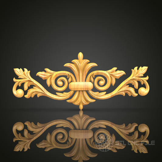 Baroque Scroll Wood Carving STL Model, CNC Router Engraving File for Artcam and Aspire