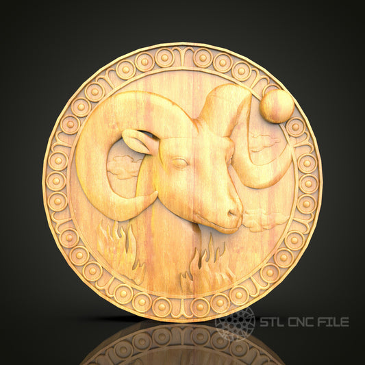 Capricorn Zodiac and Celestial STL Model for CNC EngravinAries Zodiac Wood Carving - CNC Engraved Wall Decor, Astrology Art, Perfect for Home and Officeg