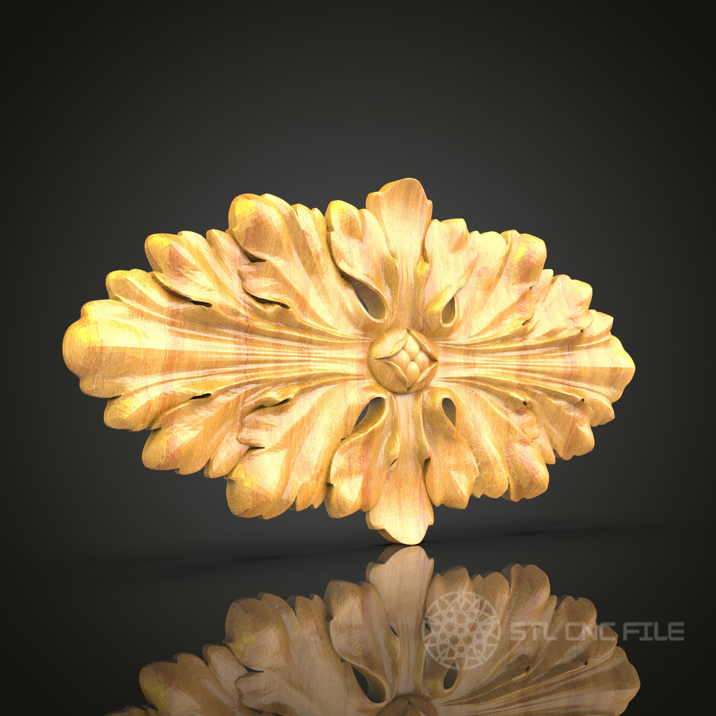 Floral Wood Carving STL Model, CNC Router Files for Engraving, Artcam Aspire Decorative Panel