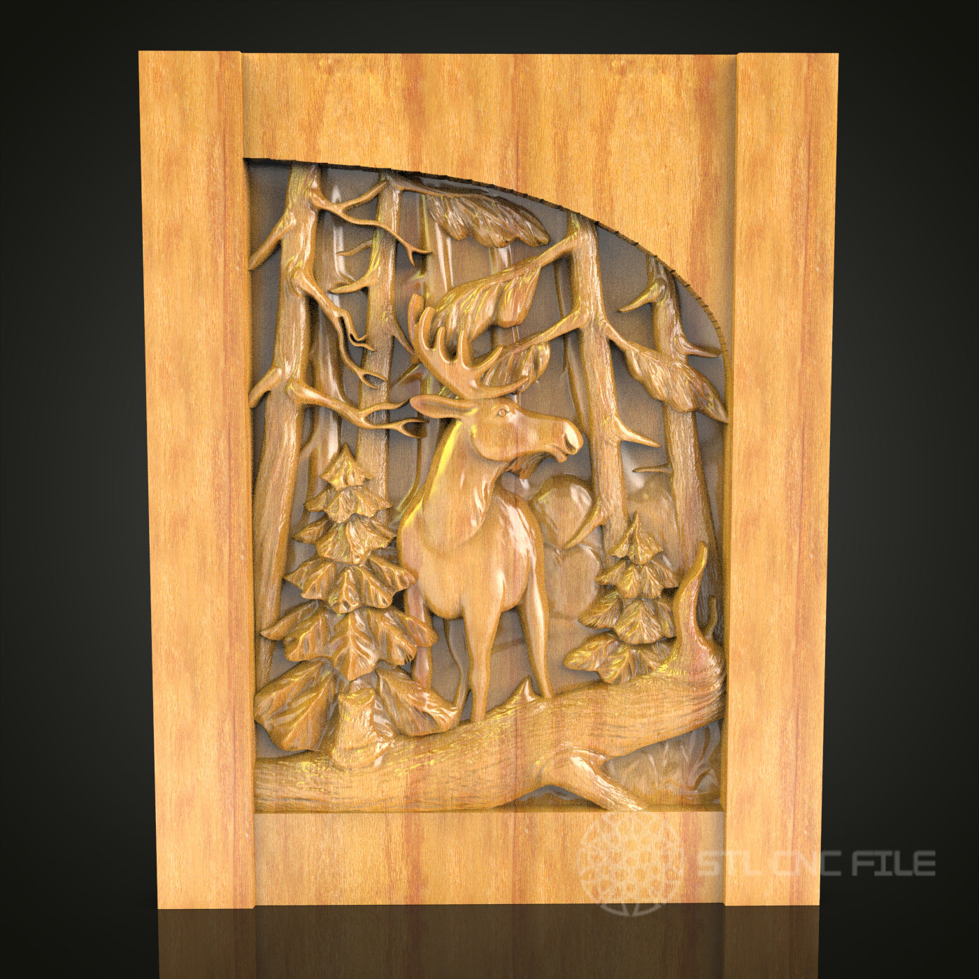 Elk in Forest Relief - CNC Carved Wall Art, Perfect for Nature Lovers and Home Decor