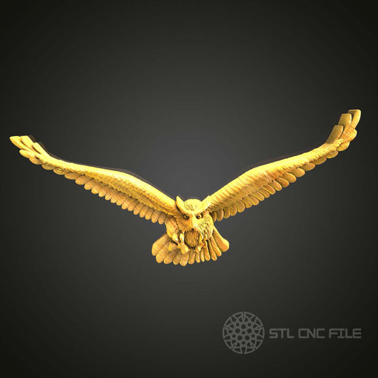 Majestic Owl Spread Wings STL Model, CNC Wood Carving File, Artcam Aspire Art, Wall Decor Engraving