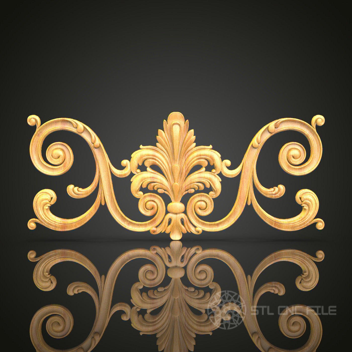 Regal Baroque Scroll CNC Router Engraver STL Model – Perfect for Artcam, Aspire Users, Woodworking, and Wall Art