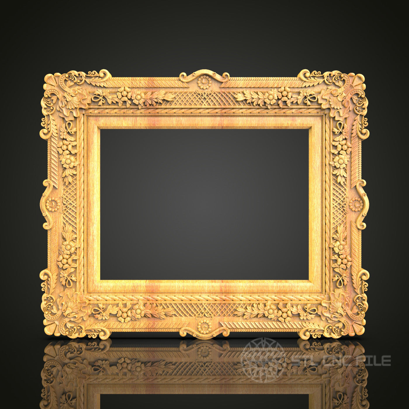 Golden Renaissance Frame STL Model - CNC Router Files for Artcam, Aspire - Classic Wood Art, Wall Decor CNC Engraving