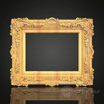 Golden Renaissance Frame STL Model - CNC Router Files for Artcam, Aspire - Classic Wood Art, Wall Decor CNC Engraving