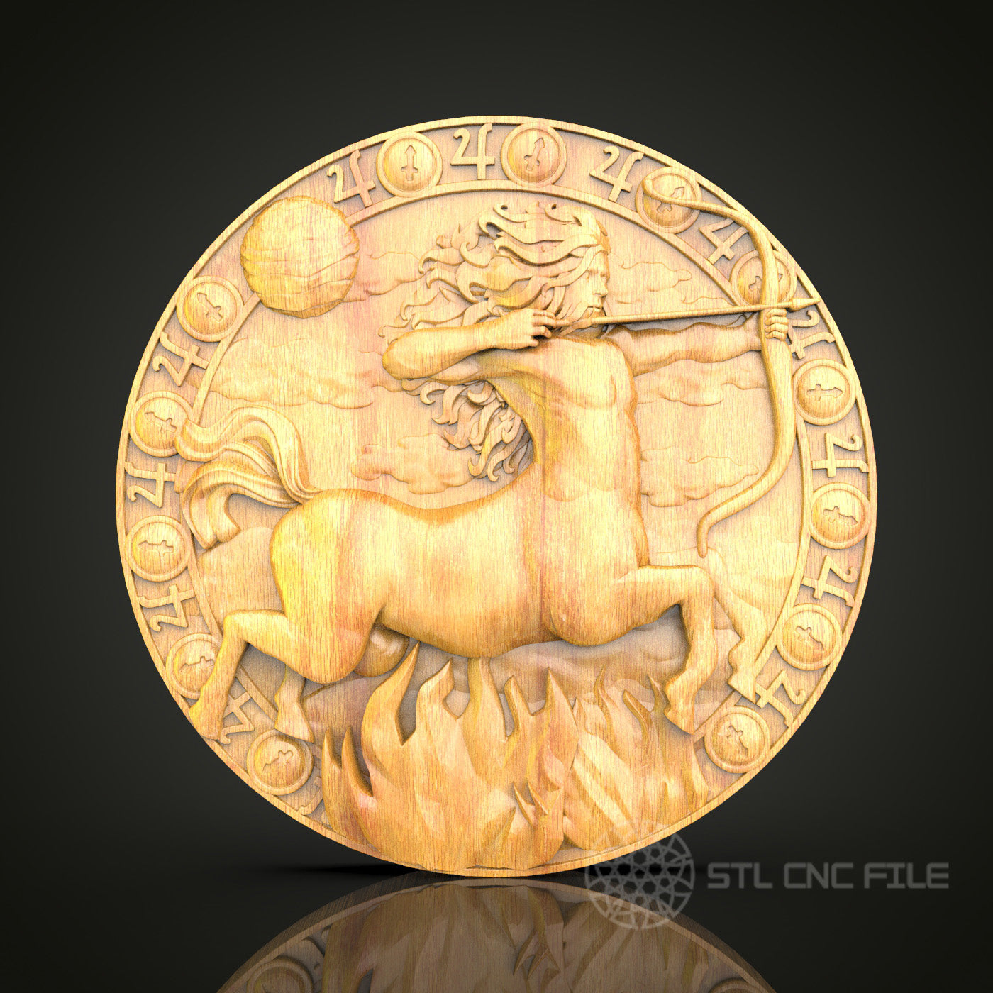 Sagittarius Zodiac Wood Carving - CNC Engraved Archer Wall Art, Astrological Decor, Unique Gift