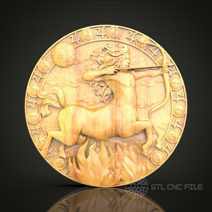 Sagittarius Zodiac Wood Carving - CNC Engraved Archer Wall Art, Astrological Decor, Unique Gift