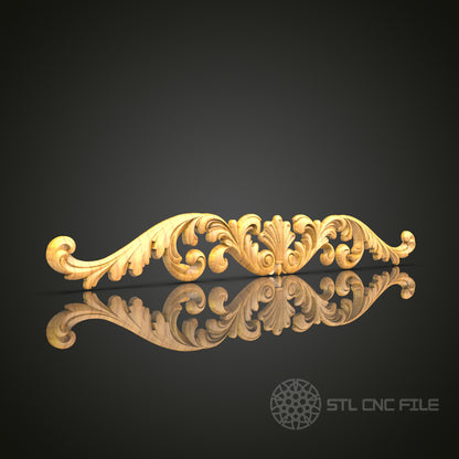 Opulent Golden Scrollwork CNC Router Engraver STL Model – Perfect for Artcam & Aspire, Ideal for Elegant Decor