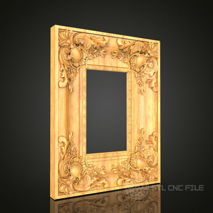 Luxurious Baroque Style Frame STL Model - CNC Router Files for Artcam, Aspire - Opulent Wood Art, Wall Decor CNC Engraving
