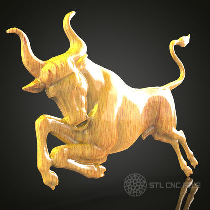 Charging Bull STL Model, Dynamic CNC Router Engraving File, Artcam Aspire Wood Art, Stock Market Wall Decor, Power Symbol Design