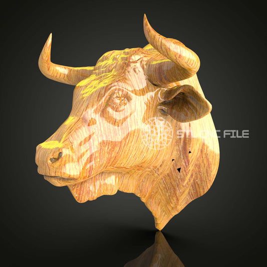 Bovine Majesty - STL Bull Model, CNC Router File, ArtcamAspire Carving, Rustic Wall Deco