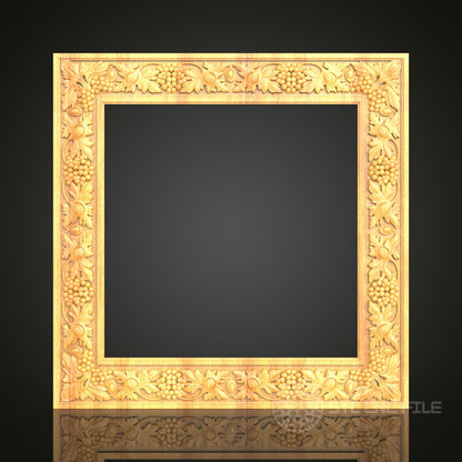 Autumn Abundance Frame STL Model - CNC Router Files for Artcam, Aspire - Rich Harvest Wood Art, Wall Decor CNC Engraving