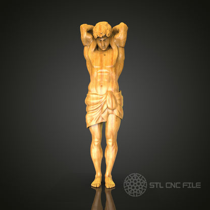 Classic Atlas-Inspired Wooden Sculpture - STL Model for CNC Router, Artcam, Aspire Files, Wall Art