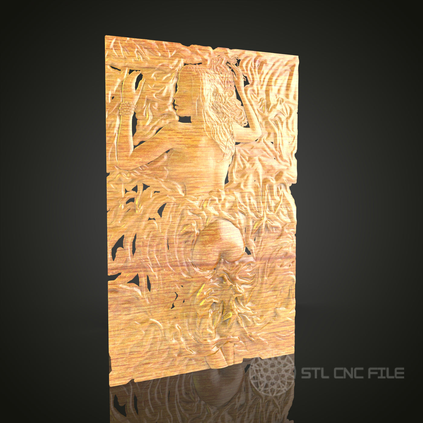 Ethereal Beauty CNC Carved Female Silhouette, STL Model, Artistic Wall Art