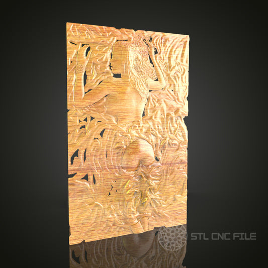 Ethereal Beauty CNC Carved Female Silhouette, STL Model, Artistic Wall Art