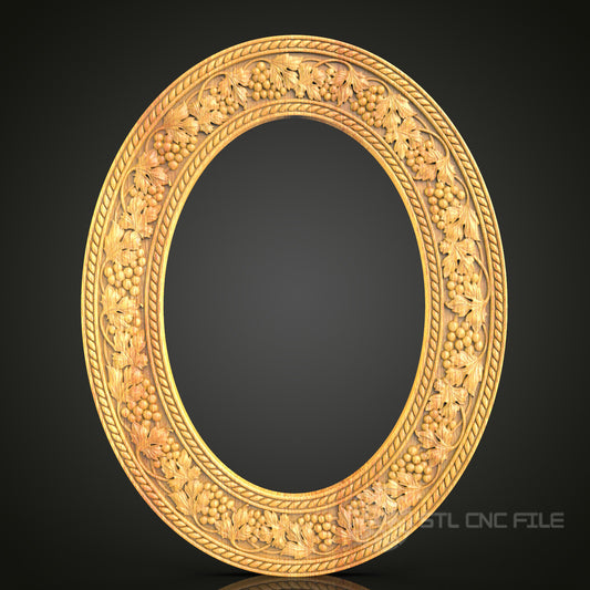 Harvest Theme Round Frame STL Model for CNC Router, Artcam, Aspire - Intricate Wheat and Grape Wall Decor, CNC Wood Carving Files