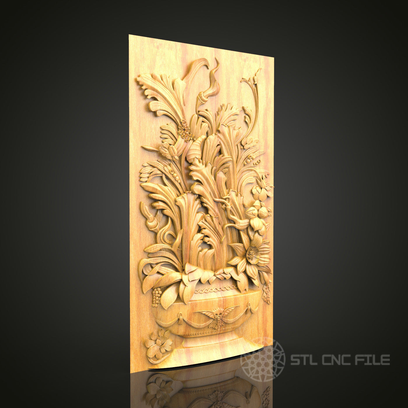 Lavish Floral Basket STL Model for CNC Routers – Intricate Wood Art Decor