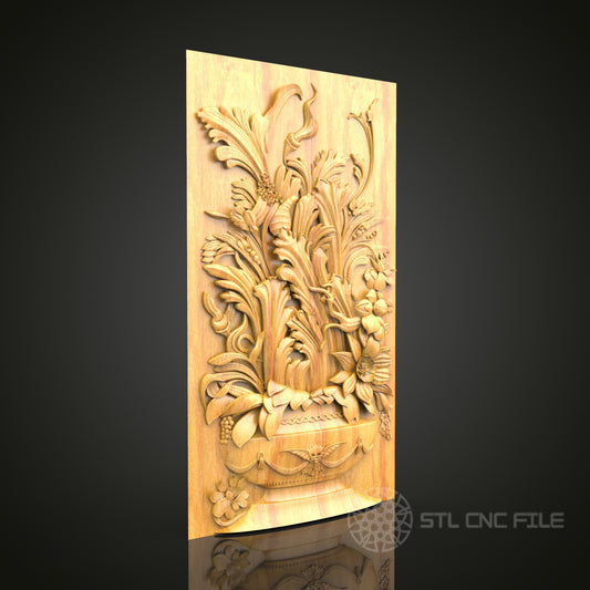 Lavish Floral Basket STL Model for CNC Routers – Intricate Wood Art Decor