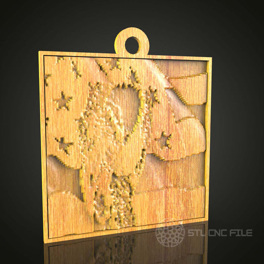 Eagle and Flag 3D Pendant - STL Model for CNC Router Engraver, Artcam, Aspire, CNC Files, Wood Art Decor