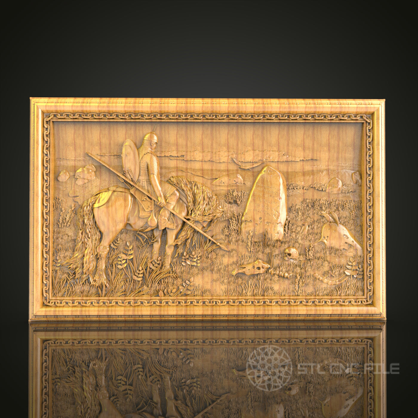 Medieval Knight Quest: CNC Carved Scene, STL Model, Historical Wall Art