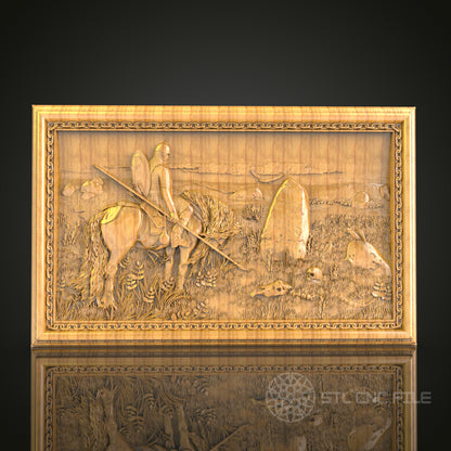 Medieval Knight Quest: CNC Carved Scene, STL Model, Historical Wall Art