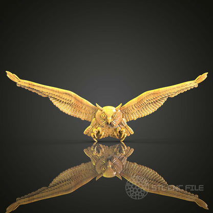 Grand Eagle Owl STL Model, CNC Wood Carving File, ArtcamAspire, Majestic Wall Art Decor